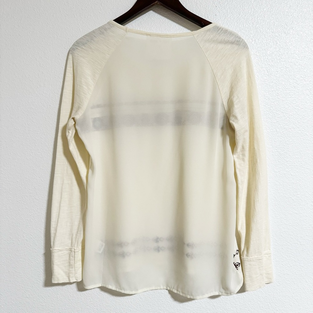 Cut + Sew Floral Embroidered Mixed Media Long Sleevet - Picture 2 of 11
